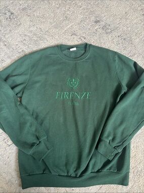Firenze Italia Embroidered Crewneck Sweatshirt - Green MADE IN ITALY